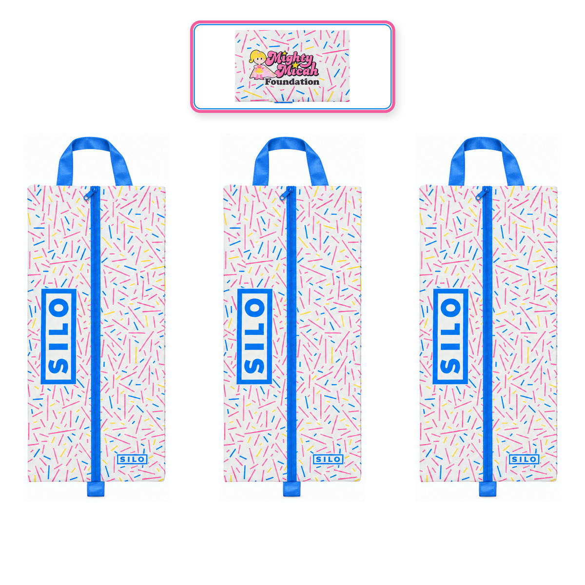 SILO Shoe Bag Lite 3-pack, Mighty Micah Foundation design