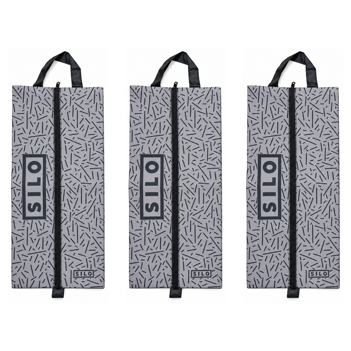 SILO Shoe Bag Lite 3-pack, Scattered Lines Grey design