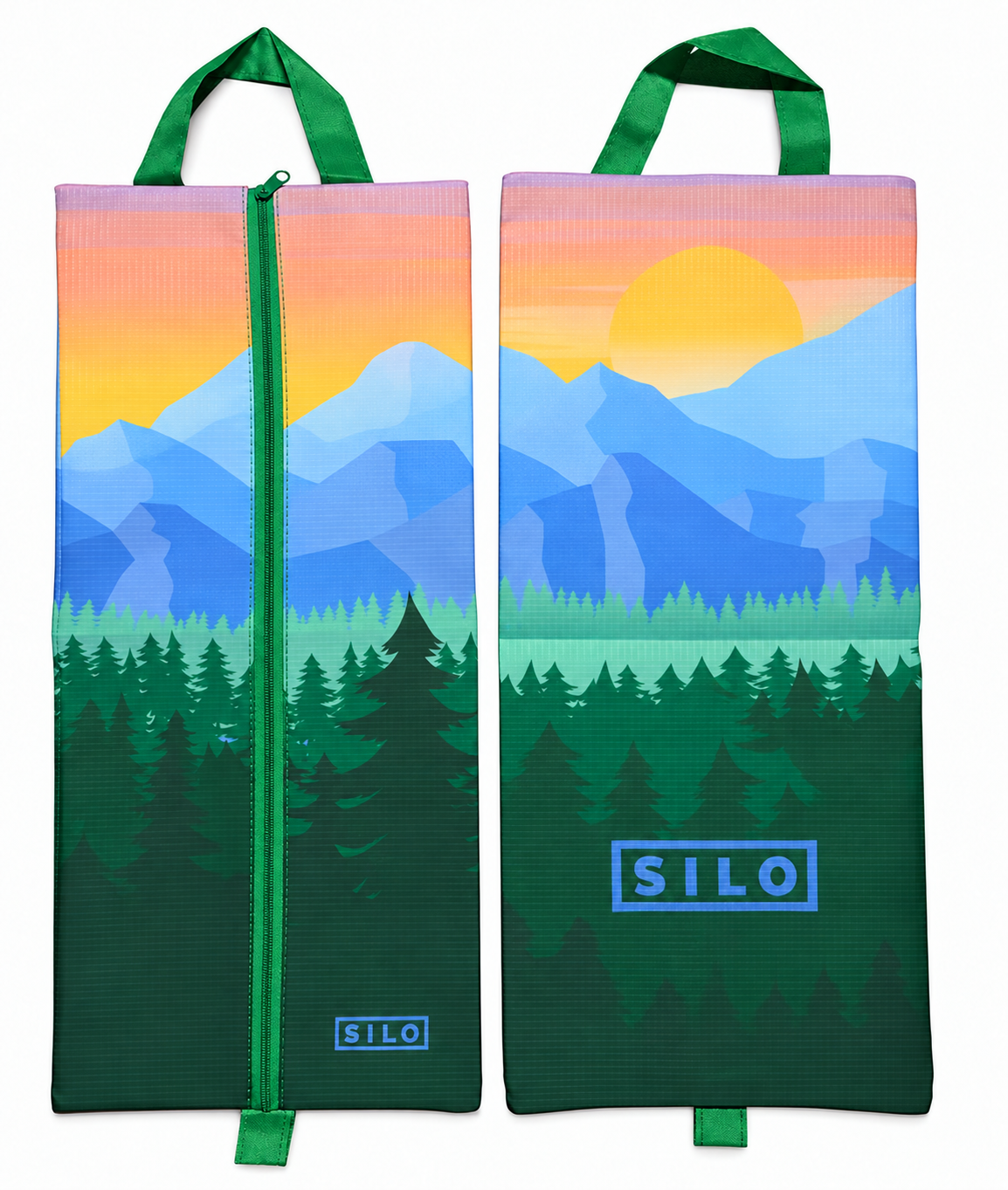 SILO Shoe Bag Lite in Sunset Mountains, front and back